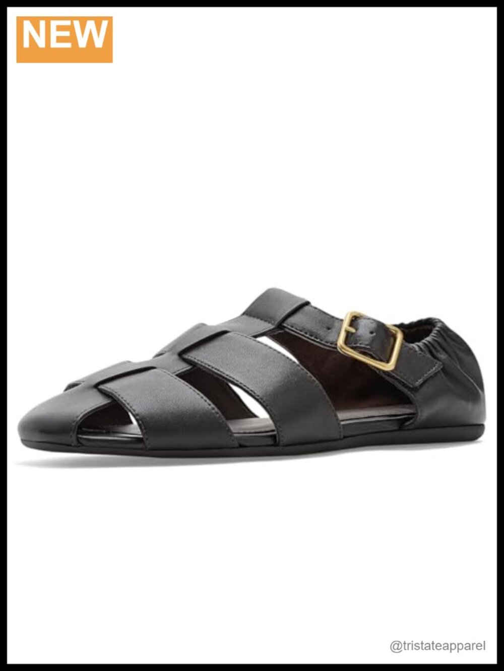 Leather Fisherman Flats with Buckle T-Strap Round Toe